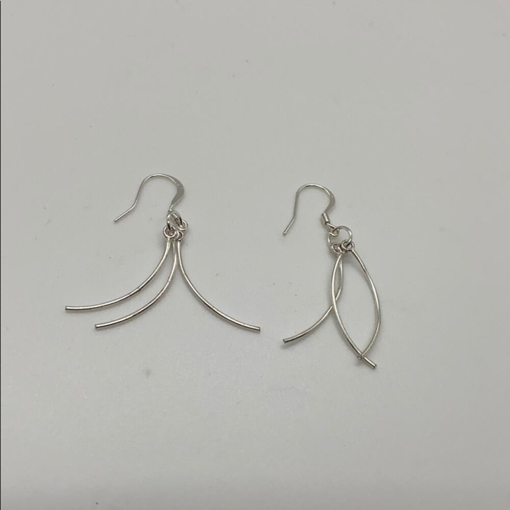 Sterling silver metal rod earrings